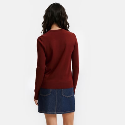 Trui met ronde hals en lange mouwen, van fijn tricot LA REDOUTE COLLECTIONS