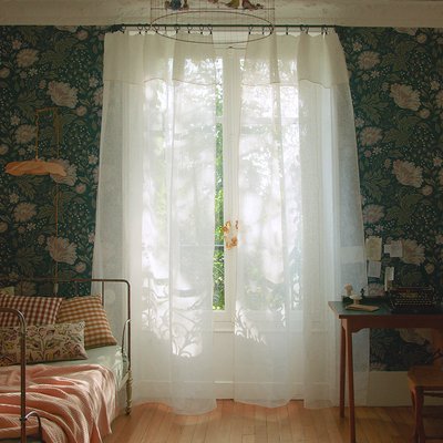 Voilage Shadow  en 100% lin vaporeux Blanc 145x280 cm MADURA