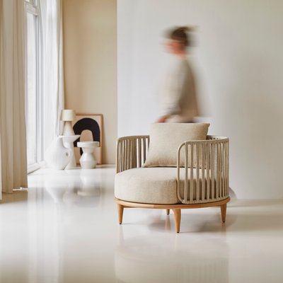 Fauteuil en teck massif et tissu EZRA TIKAMOON