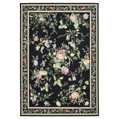 Tapis floral tissé à la machine avec bordure - Flomi THEKO
