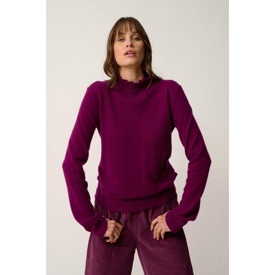 Pull Col Montant Volanté Prune Trila JUST CASHMERE