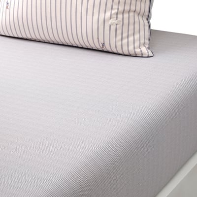 Drap housse en satin de coton lavé, L MATCH POINT LACOSTE HOME