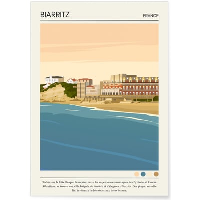 Affiche ville Biarritz Vintage L'AFFICHERIE