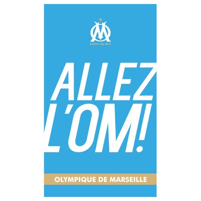 Drap de plage imprimé 100% coton, OM ALLEZ OLYMPIQUE DE MARSEILLE