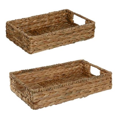 Set de 2 plateaux de service en jacinthe d'eau tressée 40x26x9cm WADIGA