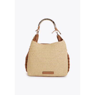 Sac à main effet raphia à poignée rigide siglée et motif tressé LOLA CASADEMUNT