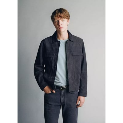 Blouson 100 % cuir daim poches MANGO MAN