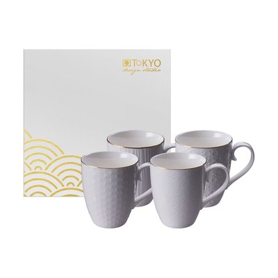 Coffret De 4 Tasses Nippon White Blanches Et Or TOKYO DESIGN STUDIO