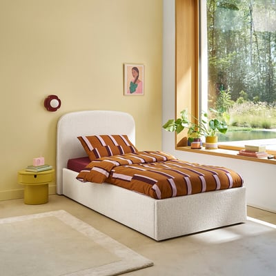 Lit coffre avec sommier relevable, tissu bouclette, CONTO LA REDOUTE INTERIEURS