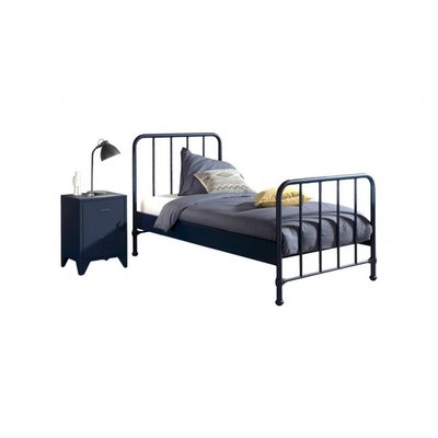 Lit et chevet Bronxx 90x200cm Bleu VIPACK