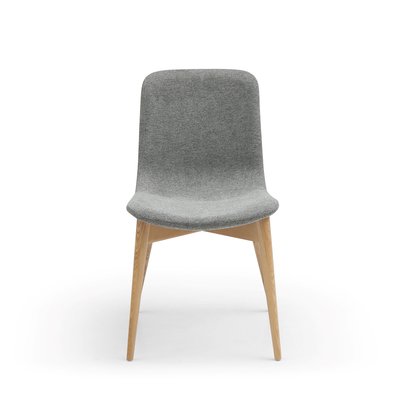 Chaise repas tissu vert pied en frêne naturel Katy ZAGO