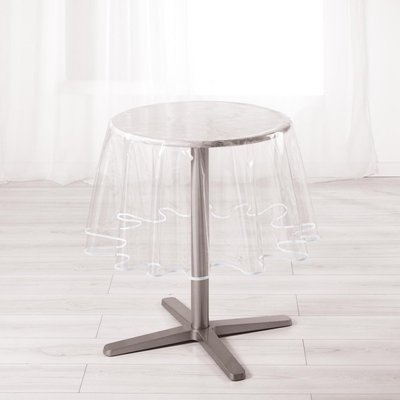 Nappe ronde  transparente ourlet coloré DOUCEUR D'INTÉRIEUR