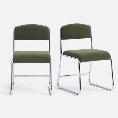 Lot de 2 chaises chrome et tissu, Celestina LA REDOUTE INTERIEURS