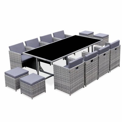 Table de jardin encastrable résine tressée 12 fauteuils VABO 12 SWEEEK