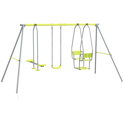 Balançoire pour enfants Métal Vert OUTSUNNY