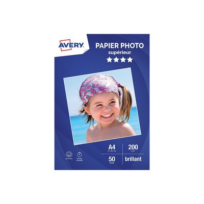 Papier photo 50 Photos brillantes A4 200g/m² AVERY