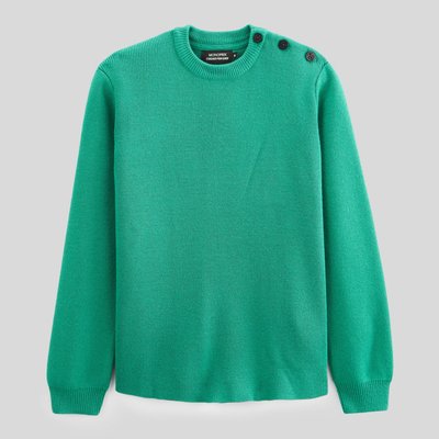 Pull col rond avec boutons sur l'épaule uni en laine MONOPRIX