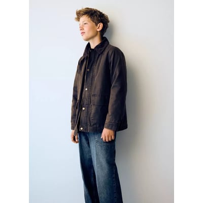 Manteau en sergé à col en velours côtelé MANGO KIDS