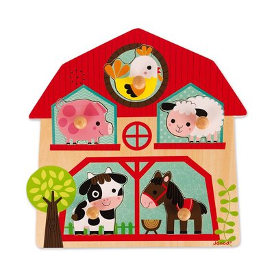 Puzzle Musical Copains Ferme 5 Pièces JANOD