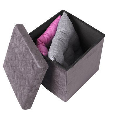 Pouf de rangement pliable Kube en velours TOILINUX