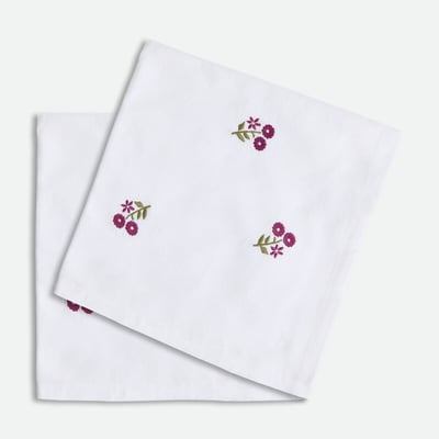 Lot de 2 serviettes de table brodées, en coton et lin, ROSETTA LA REDOUTE INTERIEURS