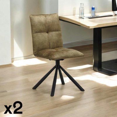 Chaise rotative tissu kaki (lot de 2) IENA PIER IMPORT