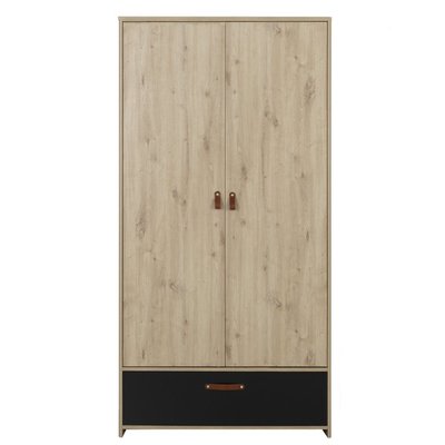 Armoire 2 portes 1 tiroir style industriel couleur chêne artisan - Fabrication Française CALICOSY