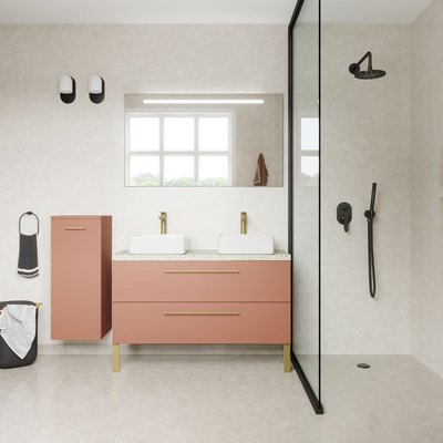 Ensemble 2 vasques posées 2 tiroirs + miroir - GLASGOW HOMIFAB