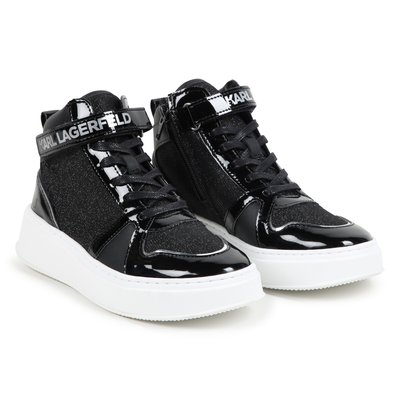 Baskets montantes en cuir de vachette KARL LAGERFELD KIDS