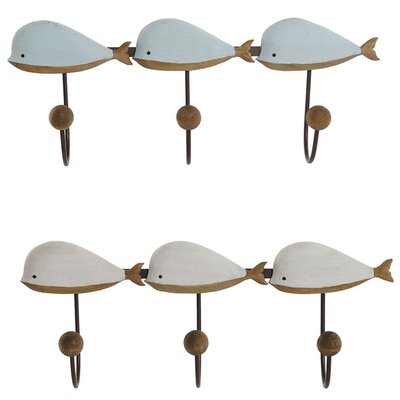 Set de 2 portemanteaux bois et métal baleines 45x10x17.5cm WADIGA