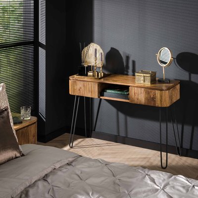 Console de chambre en bois de manguier motif baguette 2 tiroirs DELHI PIER IMPORT