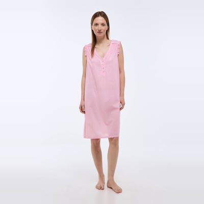 Chemise de nuit unie en plumetis de coton BIO GOTS MONOPRIX
