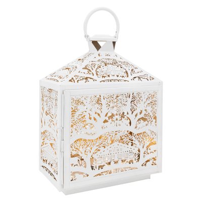 Lanterne décor d'hiver en métal blanc AUBRY GASPARD
