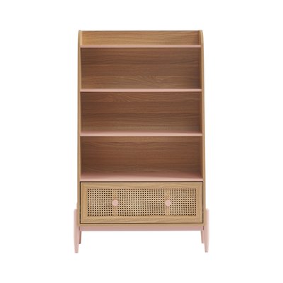 Bibliothèque enfant en bois et cannage H140cm- LILOU DRAWER
