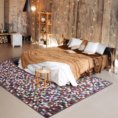 Tapis en cuirs recyclés motif mosaïque  multi THE DECO FACTORY