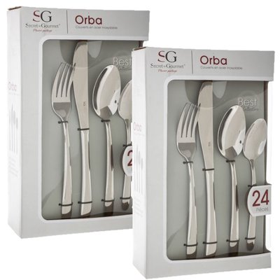 Lot de 2 Ménagères Orba - 48 couverts - Inox TOILINUX