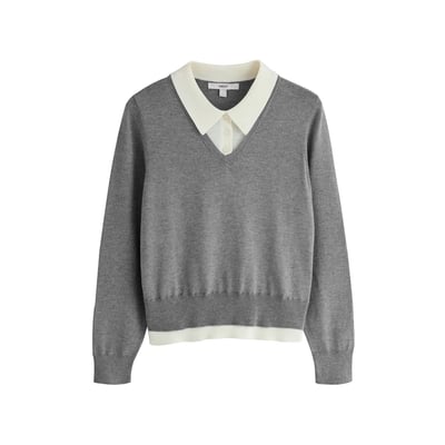 Pull polo effet superposé en coton doux NEXT