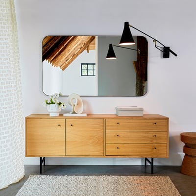 Miroir métal acier laiton vieilli H140 cm Caligone AM.PM
