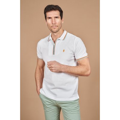 Polo piqué avec zip et rayure contraste MCS