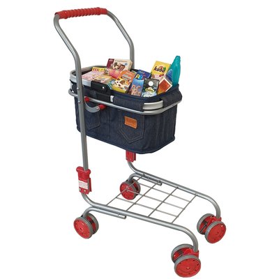 Chariot avec panier en jeans et 40 miniatures TANNER