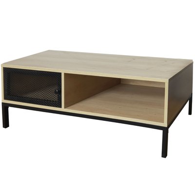 Table basse bois et métal noir 110x50x36cm WADIGA