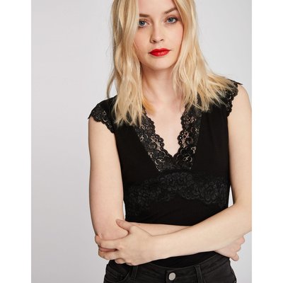 T-shirt Sans Manches Avec Col V En Dentelle MORGAN