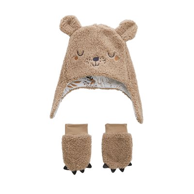 Chapka bébé en sherpa + moufles NÉPAL PETIT BEGUIN