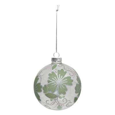 Boule de Noël en verre fleur pailletée verte D. 90 mm FEERIC LIGHTS & CHRISTMAS