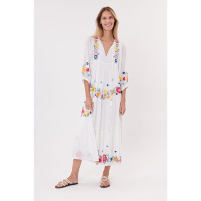 Robe longue ample brodée à manches 3/4 SELFIE DERHY