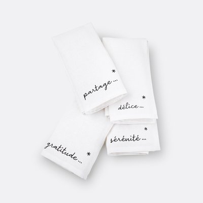 Juego de 4 servilletas de lino/algodón lavado, Festive LA REDOUTE INTERIEURS