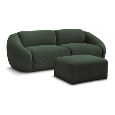 Canapé droit fixe 4 places en velours côtelé avec pouf, TINA BOBOCHIC