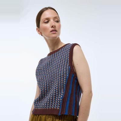 Top sans manches point crochet en coton MONOPRIX