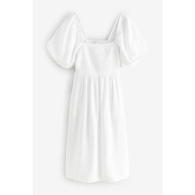 Robe midi épaules dénudées manches bouffantes NEXT