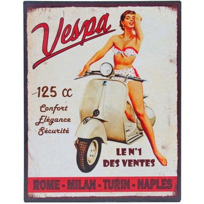 Plaque vintage en métal 22 x 28 cm Vespa ANTIC LINE CRÉATIONS
